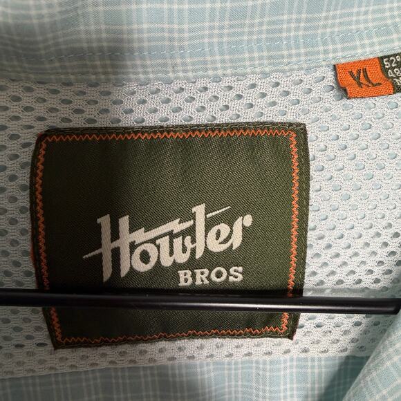 Howler Brothers H Bar B Tech Long Sleeve Fishing Shirt Men's X-Large Blue Plaid - Picture 3 of 11